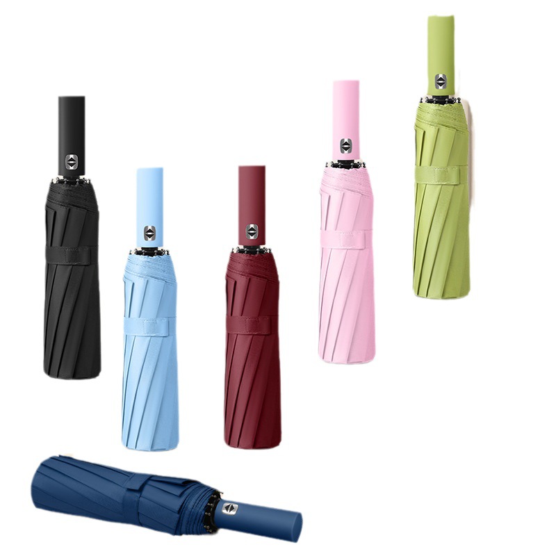 24-bone automatic sun and rain umbrella double dragon bone umbrella black glue rain and rain dual-use extra large UV protection three folding advertising umbrella