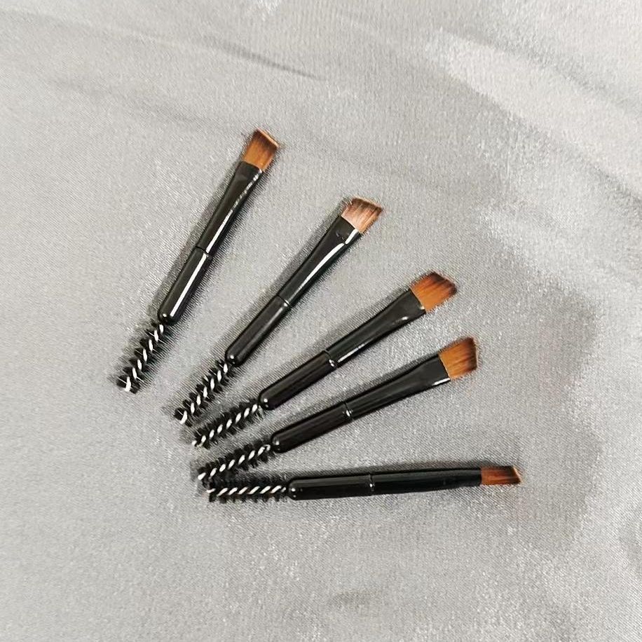 Disposable spiral eyelash brush black aluminum tube oblique brush makeup brush double-headed eyebrow brush eyelash brush oblique eyebrow brush