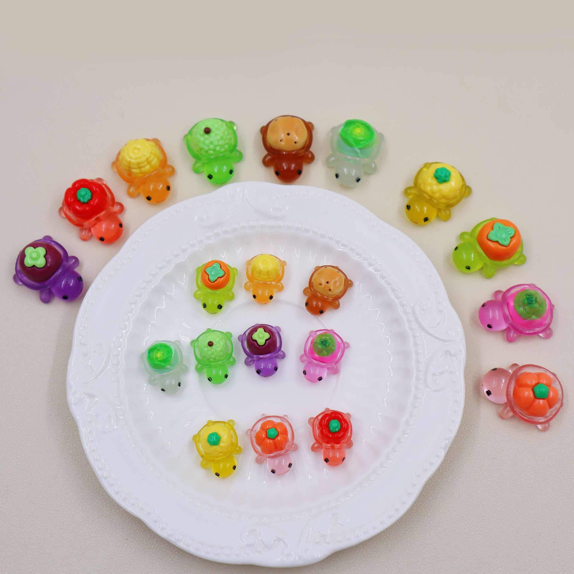 New Vegetables and Fruits Luminous Little Turtle DIY Resin Jewelry Ornaments Desktop Ornaments Shake Tone Blind Bag for Touch