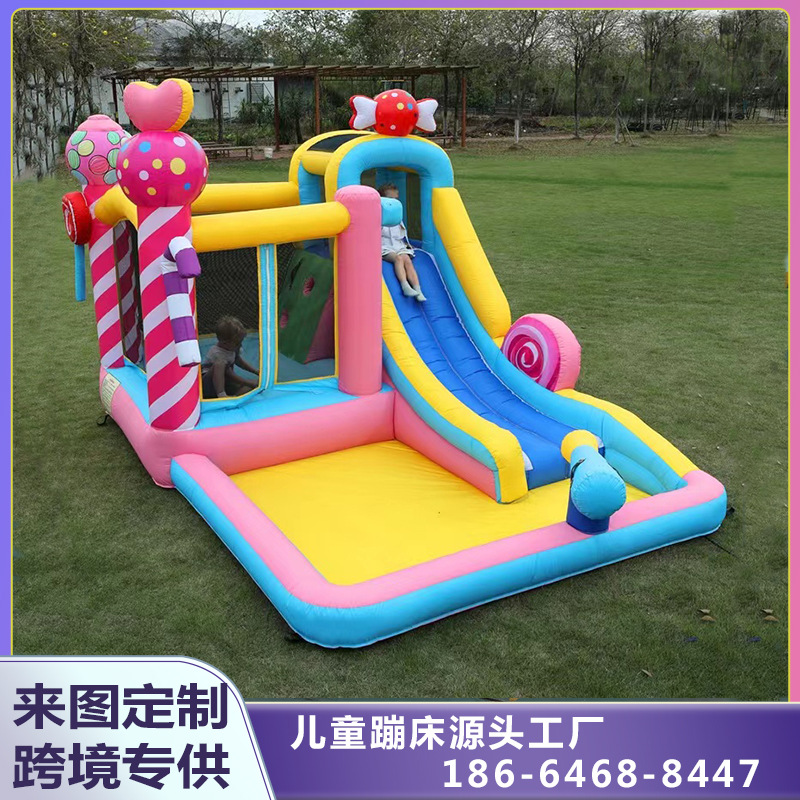 New export Trampoline children's inflatable castle water slide combination household Oxford cloth small trampoline naughty Castle manufacturer