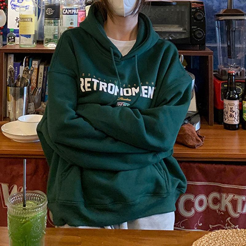 Fleece-lined hooded sweater women's autumn and winter Korean style new Women's Student loose top women's clothing Southeast Asia Foreign trade