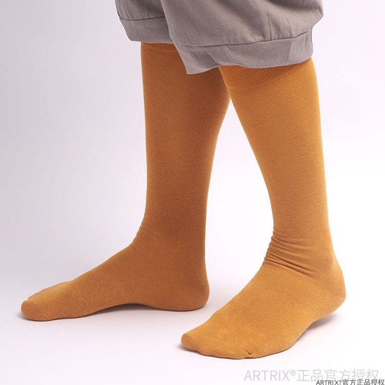 Shallow Zhu No Leggings Long Socks Monk Socks Yellow Cotton Gray Soil Yellow Large High Elastic Leg 9053