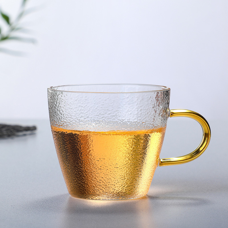 Japanese-style Hammer High Borosilicate Glass Small Tea Cup Tea Tasting Cup Kung Fu Tea Set Master Cup Glass with Handle