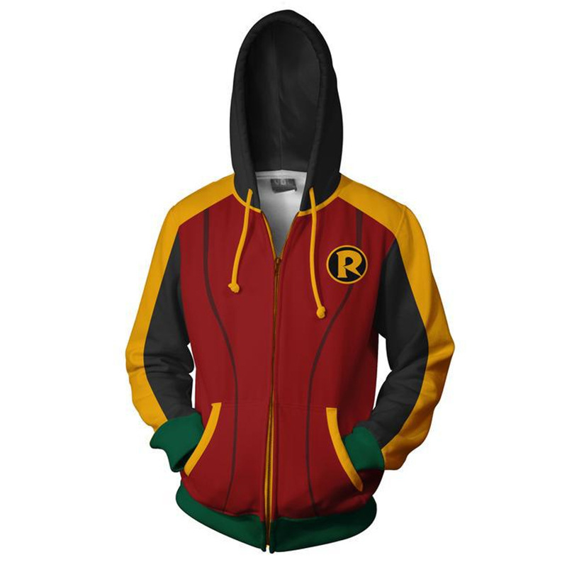 Cross Border DC Hero Batman Robin 3d Print Zipper Cardigan Hoodie cosplay Costume