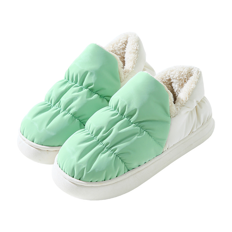 Women's Cotton Slippers with Heel Cover, Winter Warm Indoor Non-Slip Couple Home Maternity Waterproof Cotton Shoes for Autumn and Winter, Men's Home Use