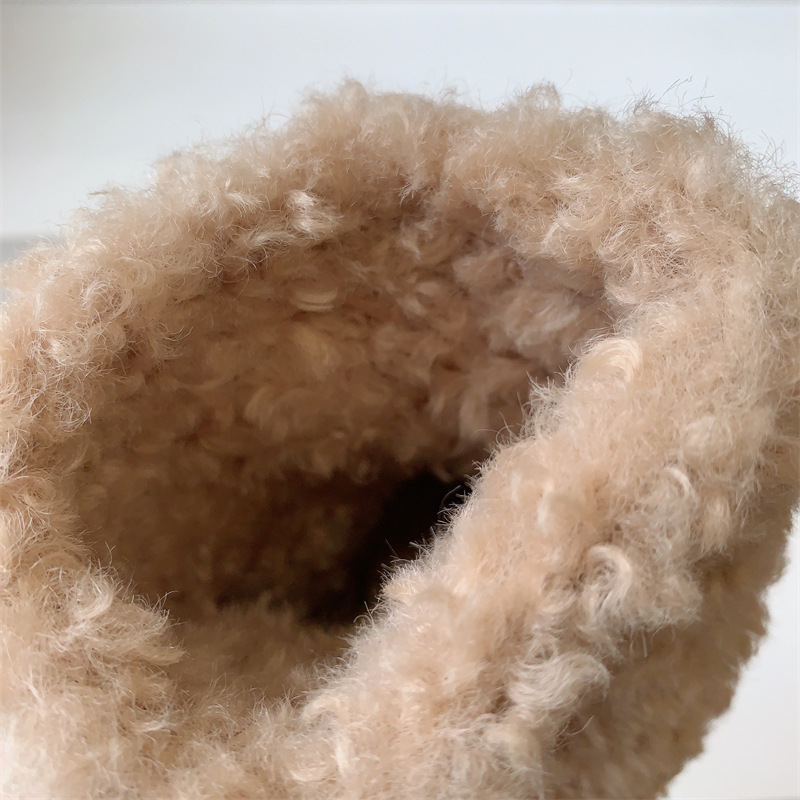 Korean Style Winter Children's Shoes for Little Girls, Snow Boots, Kids' Cotton Shoes, Short Boots, Warm Fleece-Lined Baby Furry Shoes for Girls in Winter