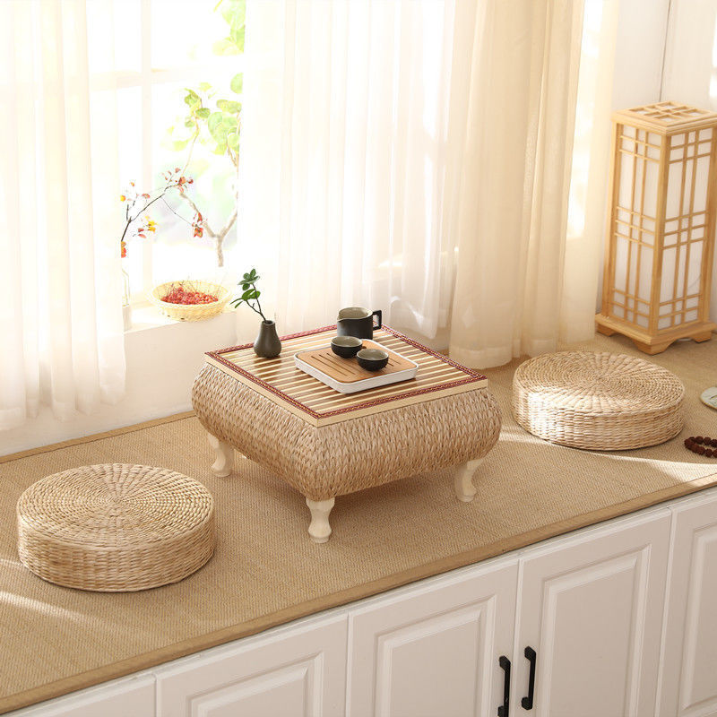 Rattan Japanese-Style Solid Wood Storage Tatami Coffee Table Bay Window Small Table Balcony Window Sill Tatami Floor Low Kang Table