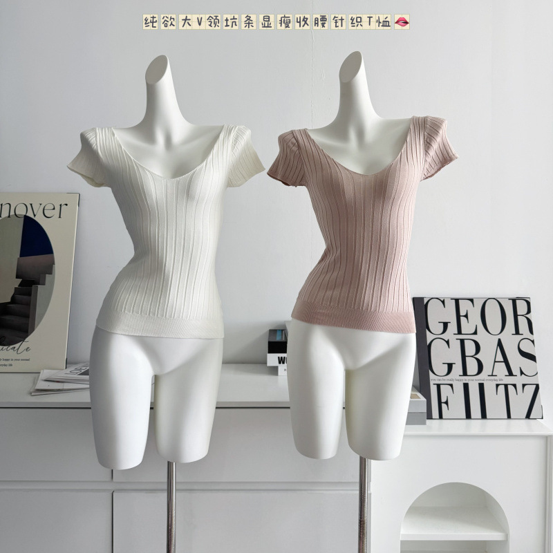 Женская футболка с V-образным вырезом, простая и свободная, весна-лето