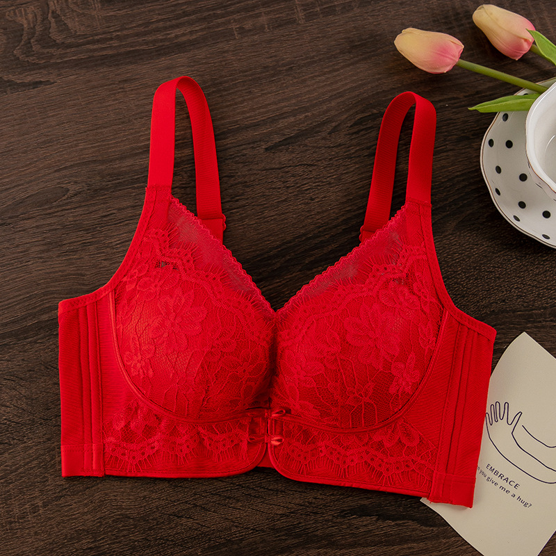Красный бюстгальтер Benmingnian для маленькой груди, пуш-ап, кружевное сексуальное нижнее белье, комфортный регулируемый бюстгальтер
