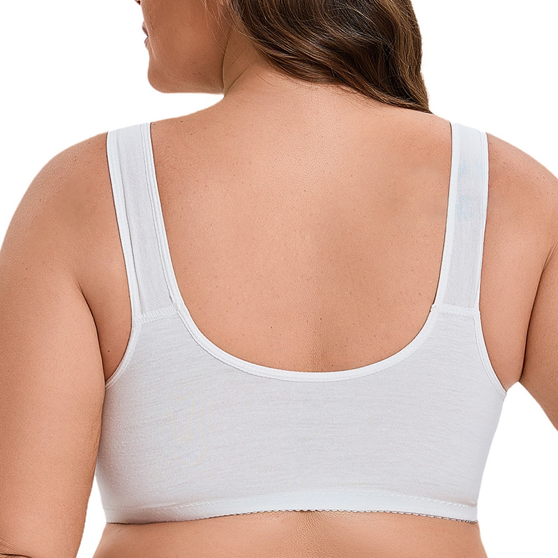 New Soft Cotton Thin Cup Front Buckle Middle-Aged and Elderly Women's Lace No-Wire Vest Style Extra Large Bra