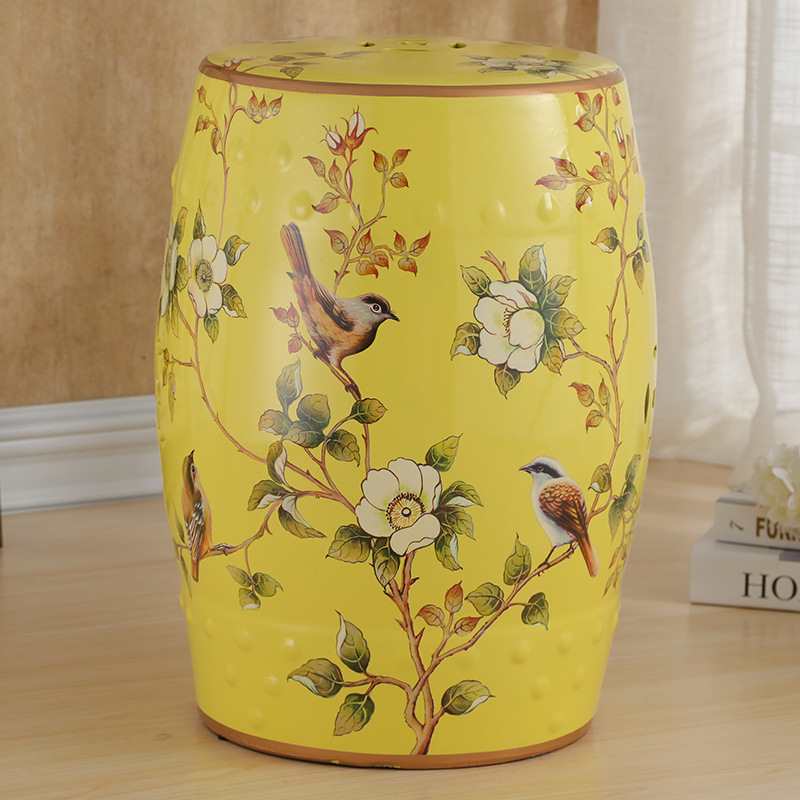 Factory Outlet American/European/New Chinese French/Dressing Stool Shoe Changing Stool/Flower and Bird Ceramic Drum Stool Porcelain Pier Embroidered Pier