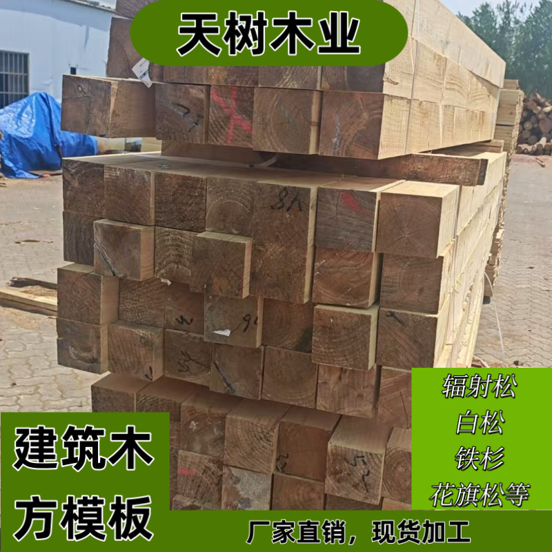 Construction Solid Wood Planks for Building Sites, Pine and Fir Wood for Framing, 3.4m 10cm Square