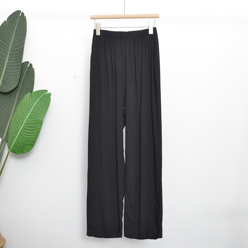 Middle-Aged and Elderly Summer Thin Cotton Silk Casual Pants for the Elderly Loose Artificial Cotton Elastic Waist Pants Men's Dad Summer Clothes