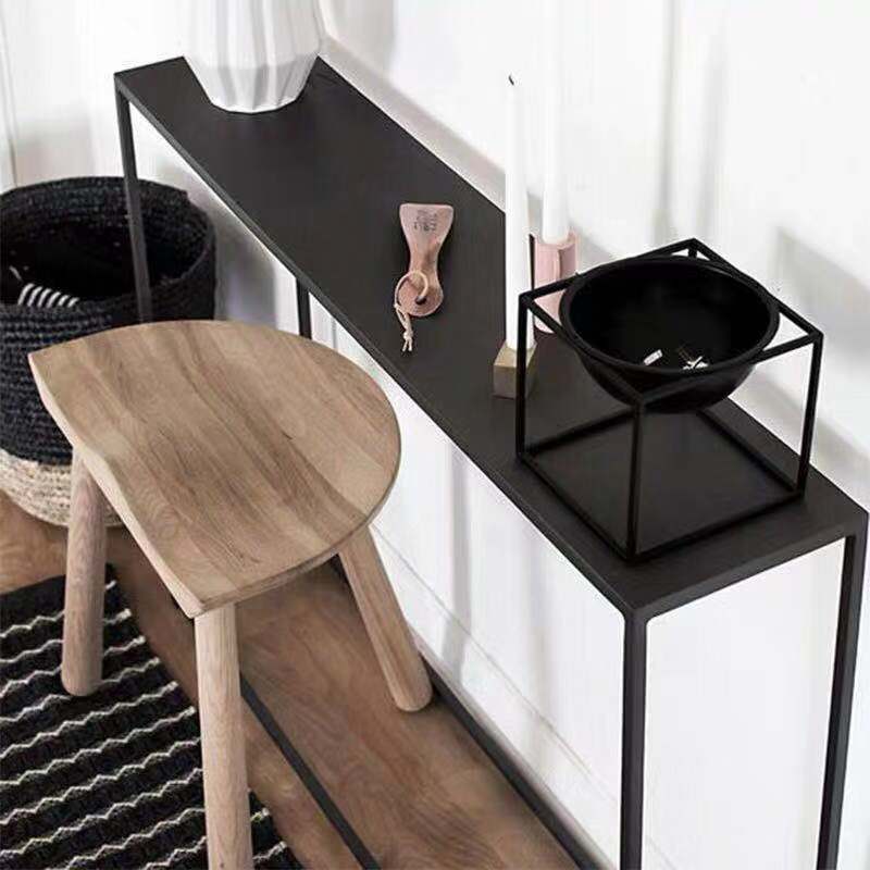 Nordic Floor-Standing Iron Entrance Table Simple Wall Table Booth New Chinese Style Entrance Table Sofa Back Rack
