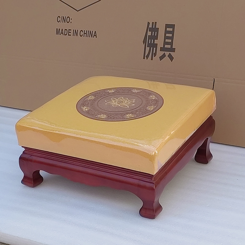 Temple Linen Bye Pad Bye Stool Thickened Encryption Sponge Full Solid Wood Kneeling Pad Durable Insect-proof Pineapple Pad Bye Pad