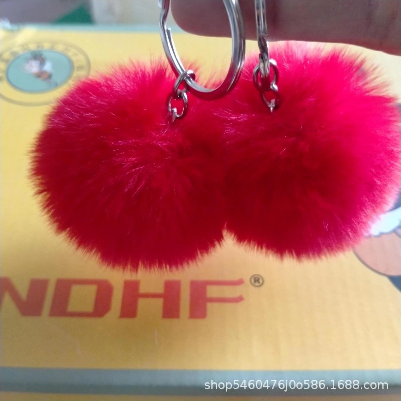 Cross-Border 6-8cm Imitation Rabbit Fur Ball Pendant Key Chain Bag Accessories Fake Fur Ball Imitation Rex Rabbit Fur Ball Key