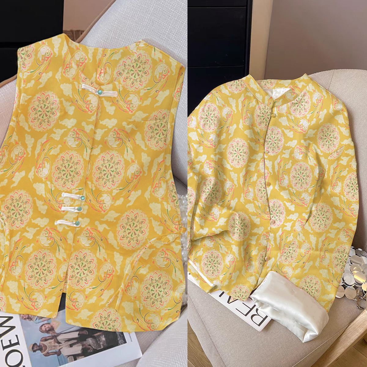 "FS056 Dunhuang Flying Rabbit" National Style Jacquard Imitation Song Brocade Fabric New Chinese Style Jacket Brocade Clothing Fabric