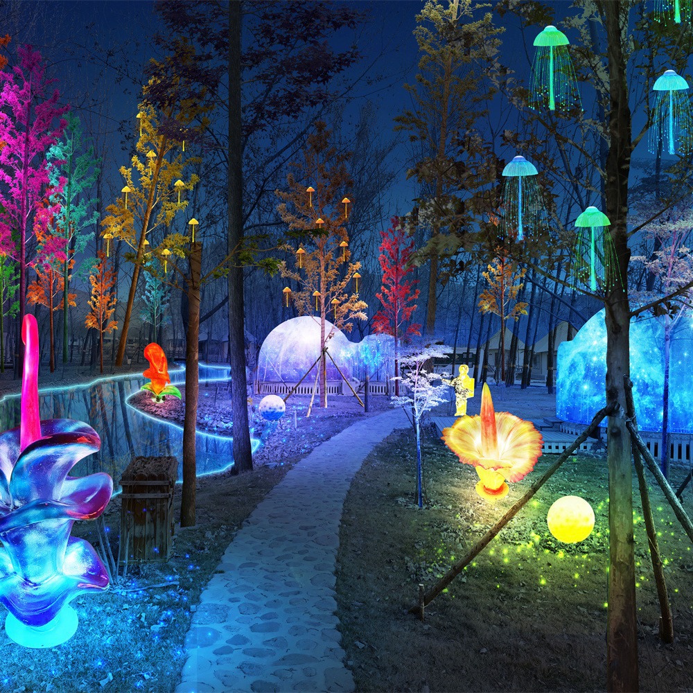 Scenic spot (park) lighting design scheme lighting design scheme lighting project effect diagram holiday lights