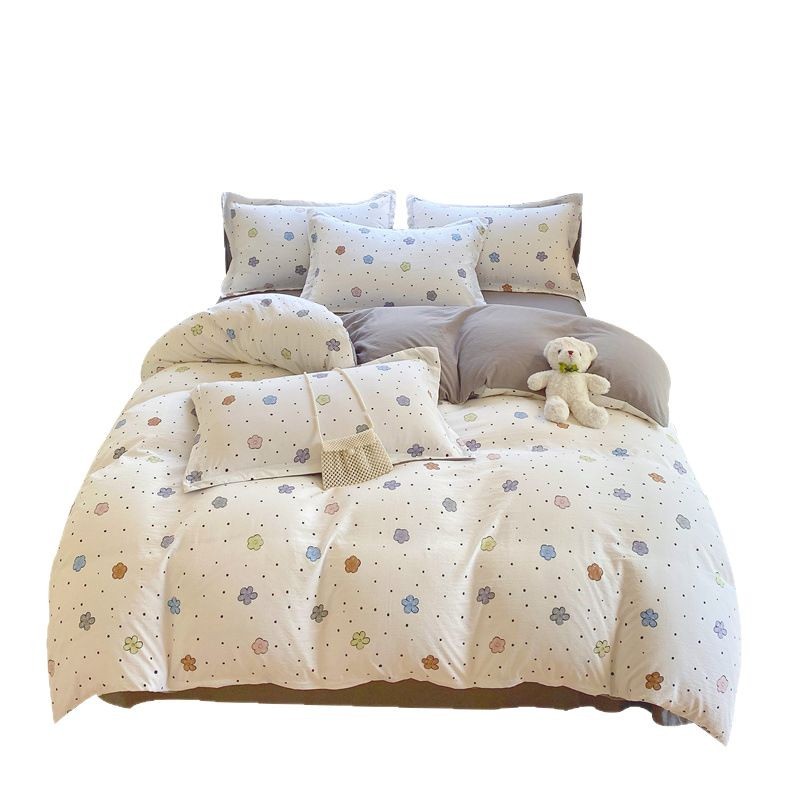 Four-Piece Set of Class a Maternal and Infant Grade Pastoral Style Cartoon Student Dormitory Bed Bed Sheetss and Quilt Covers for Drop Shipping