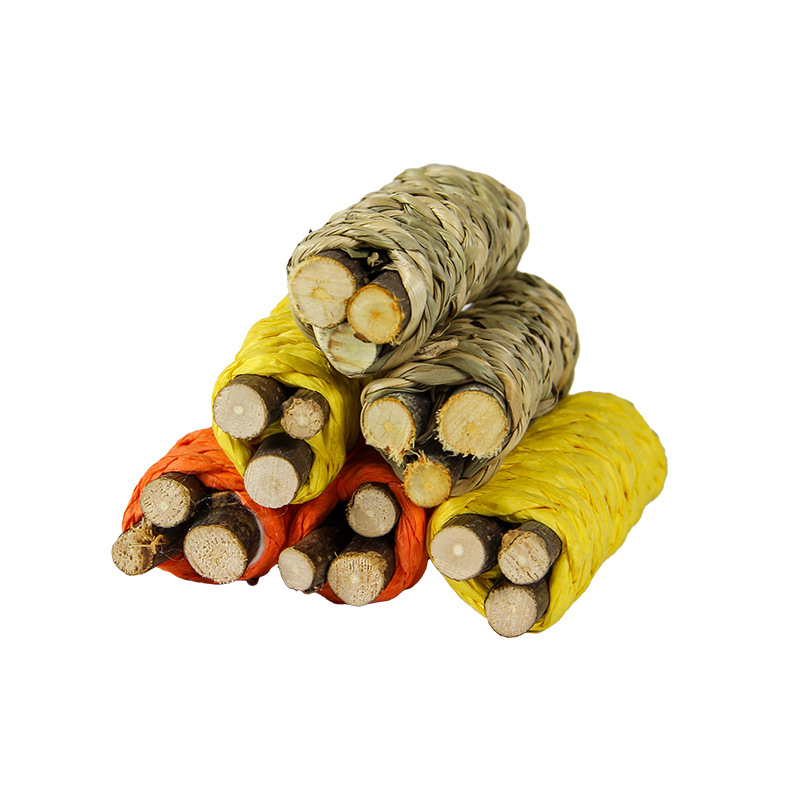 Small Pet Rabbit Hamster Cat Relieving Endless Toy Totoro Dutch Pig Molar Supplies Straw Natural Apple Branches