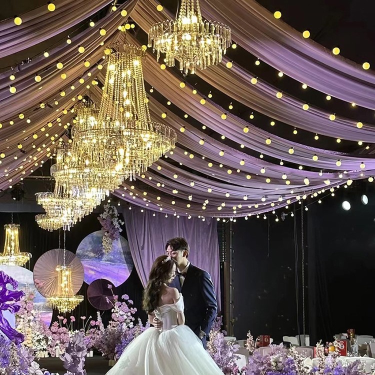 Wedding Purple Cloth Mantle Milk Silk Fabric Stretch Cloth Mantle Ceiling Wedding Auditorium Stage Top Color Card Wedding Decoration