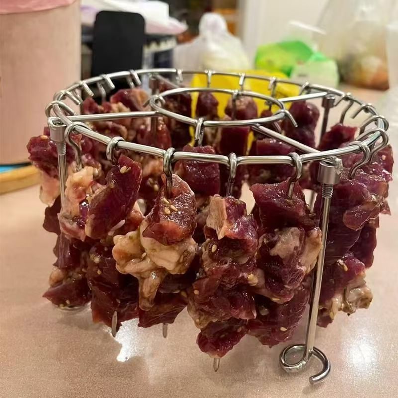 Air fryer barbecue grill vertical grill oven stainless steel round skewers barbecue hanging special vertical rack