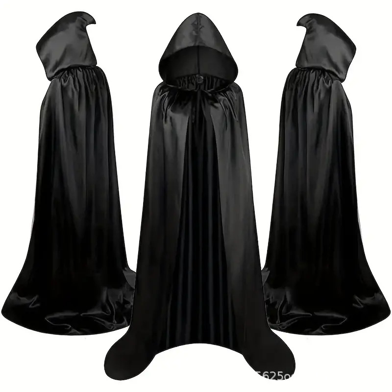Halloween Cloak Cosplay Adult Kidsren Black Medieval Male Wizard Robe Death Monk Hat Performance