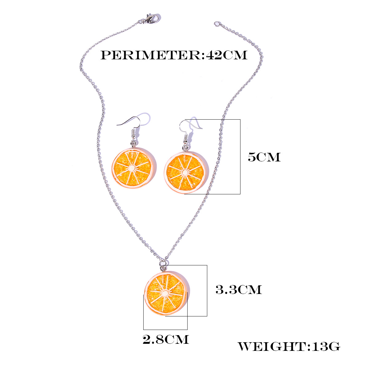 W743 Li Meng Jewelry Spring and Summer Fashion Fruit Earrings Necklace Personalized Casual Resin Lemon Slice Jewelry Set for Women