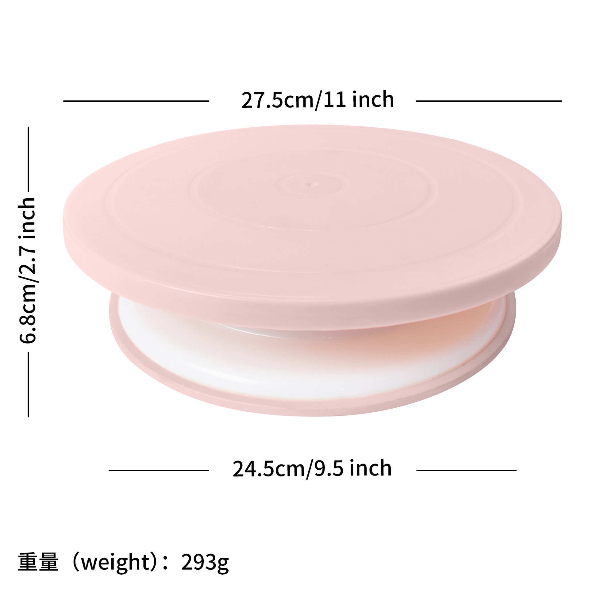 diy cake turntable pp plastic 11 inch with non-slip Nordic pink yellow green baking rotating decorating table