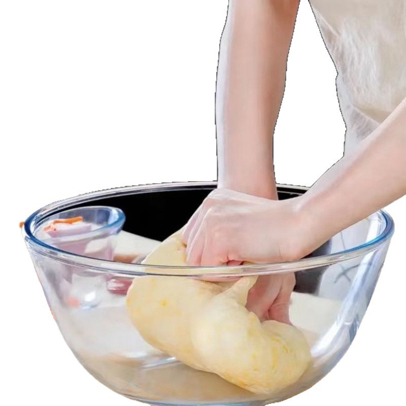 Tempered Glass Heat-Resistant and Non-Stick Basin Thickened Large-Capacity Egg-Beating Basin Baking Basin Salad Bowl Glass Container
