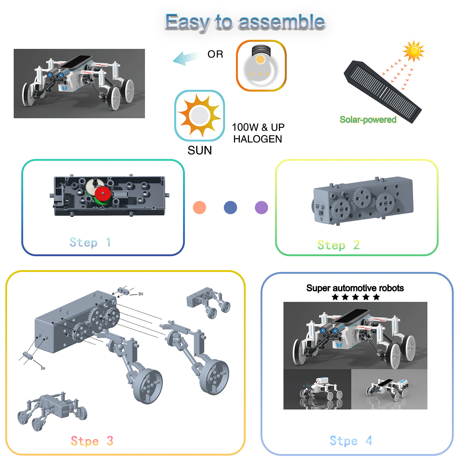 25 in 1Diy Assembly Toy 25-in-1 Self-Assembled Space Solar Building Block Car 25-in-1 Intelligent Robot