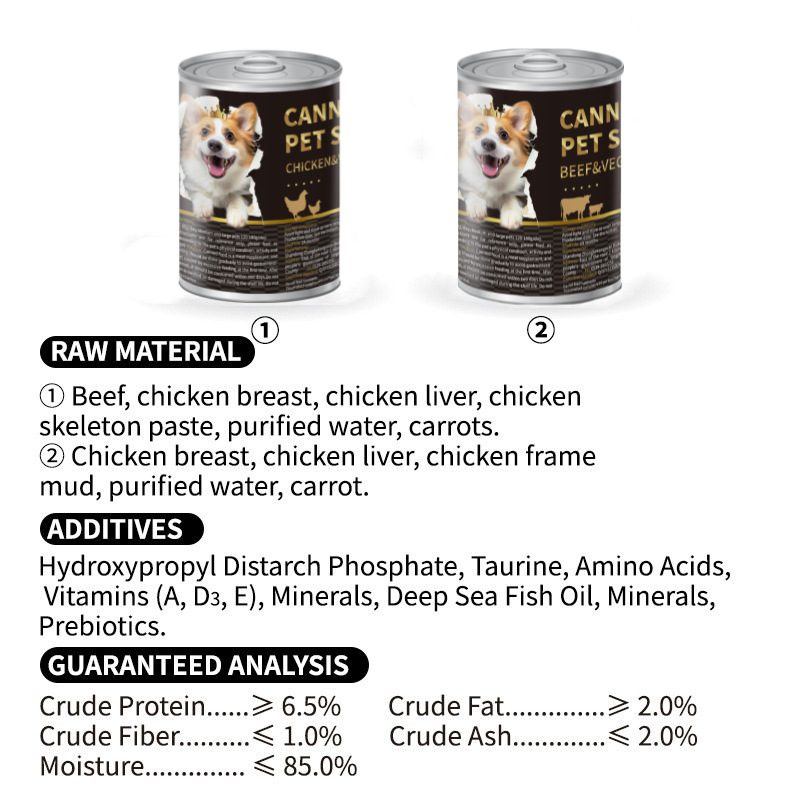 Faenbei Pet Dog Canned Snacks Dog Food Wet Food Nutritional Mousse Meat Puree Canned Wholesale 375g