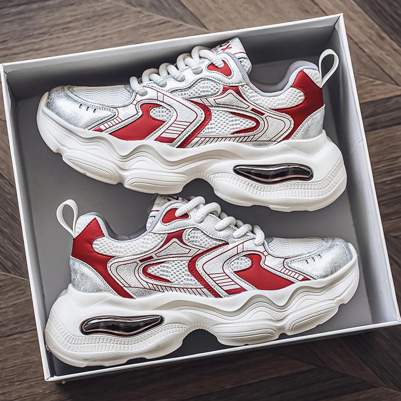 Летние кроссовки для мужчин, дышащие, универсальные, с толстой подошвой