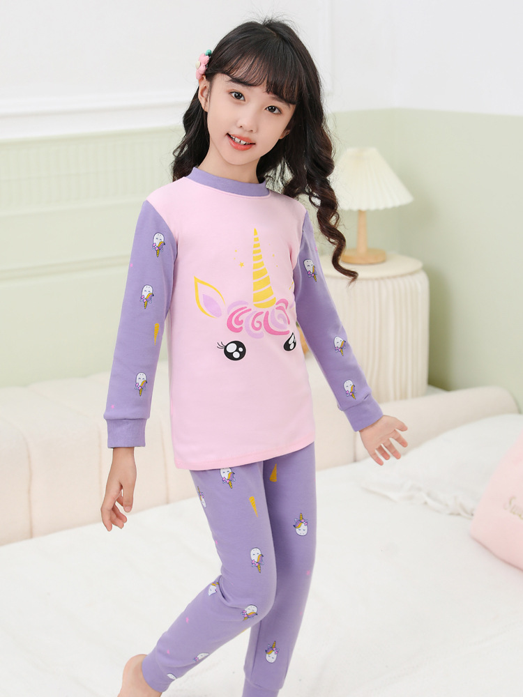 Boys' Autumn Clothes and Pants Cotton suit Girls' Middle Collar Underwear Children's Cotton Sweater Warm Bottoming Winter Pajamas