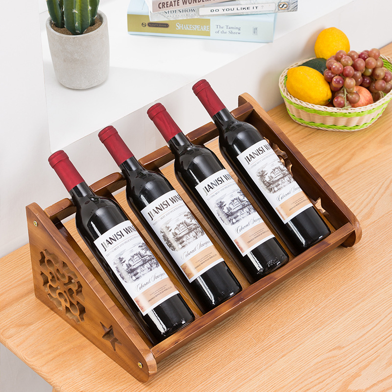 Wine Rack solid wood decoration household wine bottle rack oblique wine rack wooden wine cabinet display rack wine tray