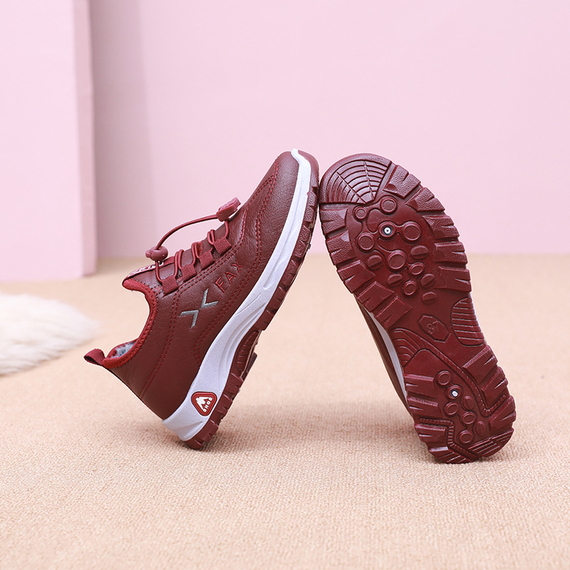 Winter Old Beijing Cotton Shoes Women's Leather Waterproof Mother's Cotton Shoes Fleece-Lined Thickeneded Walking Shoes Non-Slip Warm Women's Cotton Boots