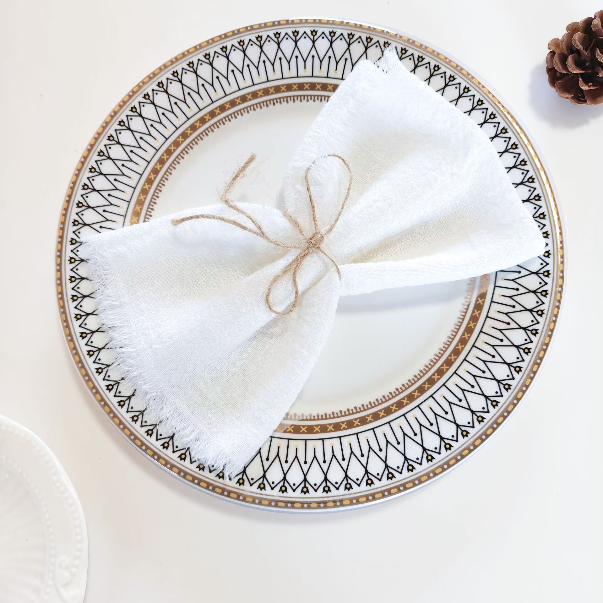 Tassel Pure Cotton Raw Edge Napkin Cloth Amazon Wedding Tablecloth Tassel Napkin Cotton Gauze Cheesecloth