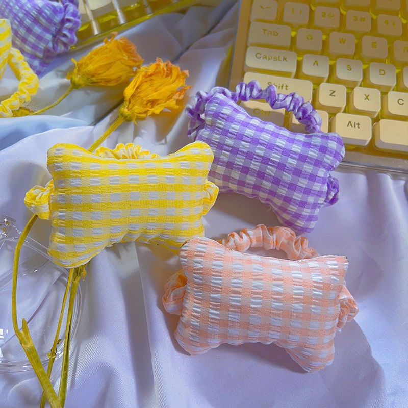 Mouse Pad Small Pillow Elastic Band Wrist Pad Plaid Ins Small Fresh and Sweet Hair Tie Wrist Mouse Holder Wholesale