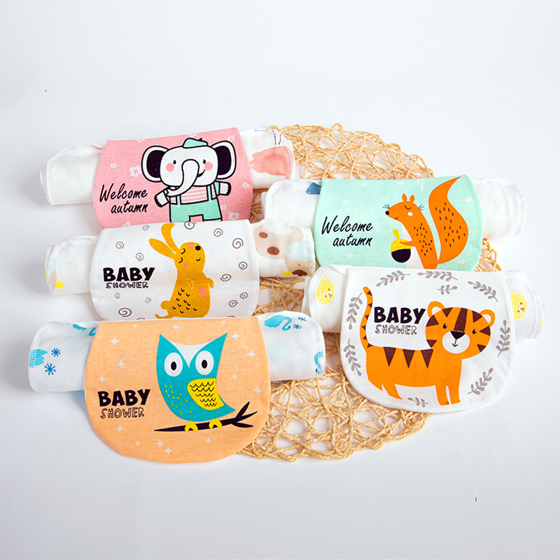 2025 New Children's Four-Layer Cotton Gauze Baby Soft Pad Sling Cartoon Sweat-Absorbing Towel Infant Sweat-Absorbing Towel