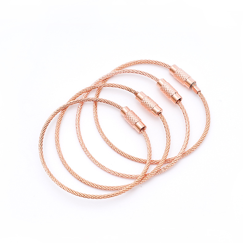 Stainless Steel Wire Rope Rubber-Coated Wire Ring DIY Keychain Accessories 15mm Wire Rope Ring Rope Buckle Outdoor Supplies