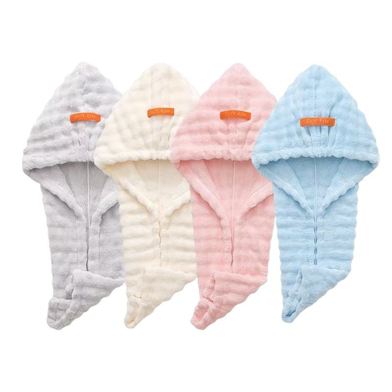 Dry Hair Towel Extra-large Thickened Coral Fleece Turban Bath Women's Bath Cap Not Easy to Lose Hair Household Bath Towel Bath