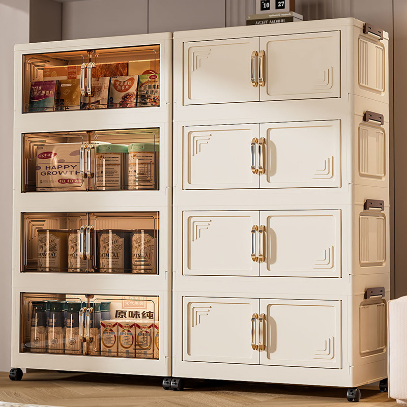 Installation-Free Removable Folding Storage Cabinet Household Kitchen Bedroom Storage Cabinet Multi-Layer Toy Snack Storage Cabinet