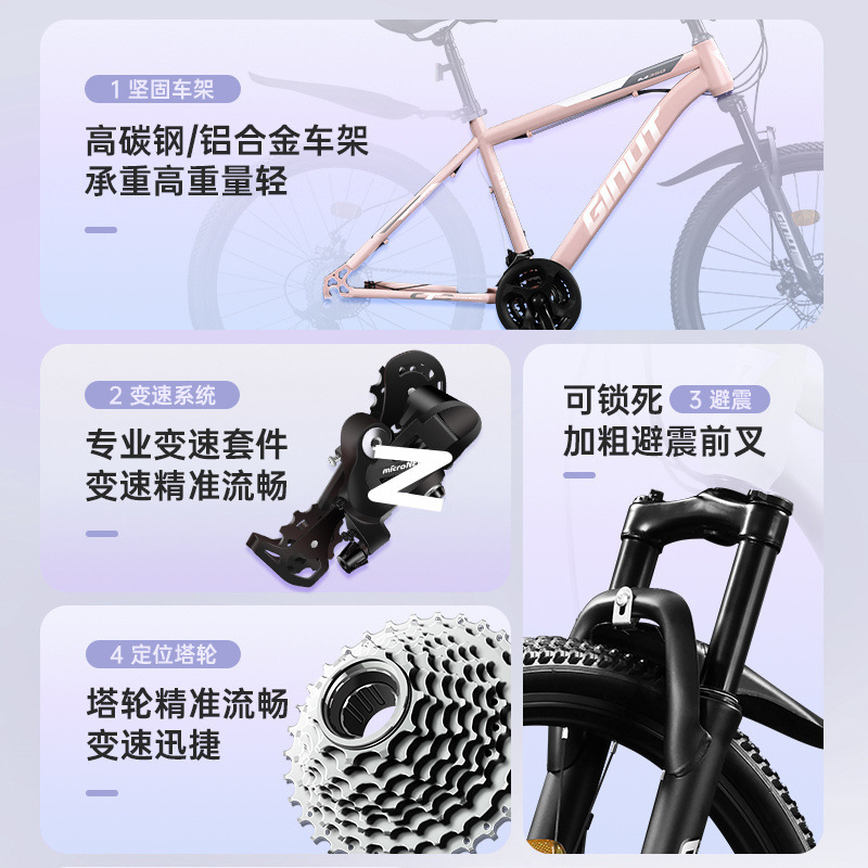 Mountain Bike Adult Female Variable Speed Youth Highway Campus Shock Absorbing Bicycle 24 Inch Male Junior High School Student