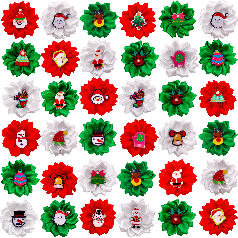 New Christmas Pet Explosive Head Flower Dog Hair Rope Holiday Bow Headdress Manufacturer Wholesale Classic Rubber Band