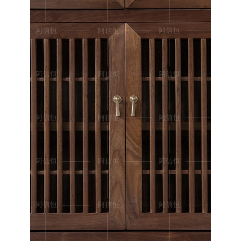 New Chinese Style Black Walnut Home Study with Glass Door Display Cabinet Large Display Cabinet Solid Wood Bookshelf Bookcase Combination