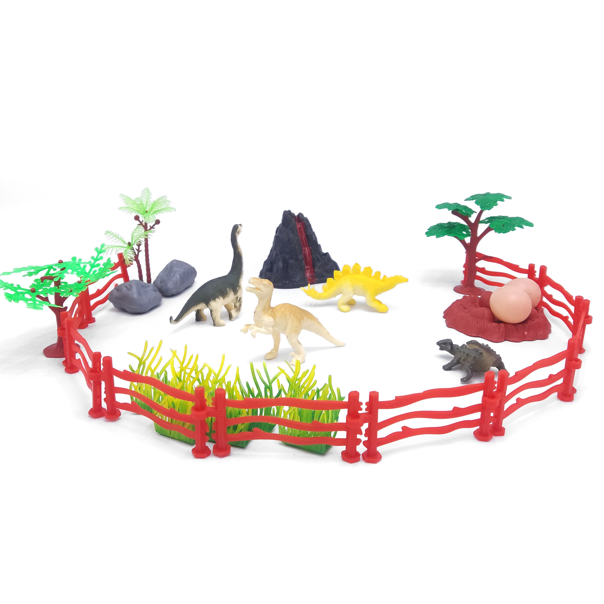 A Variety of Sand Table Scene Ornaments, Dinosaur Farm Animals, Coconut Trees, Volcano Accessories, Children's Simulation Model Toys