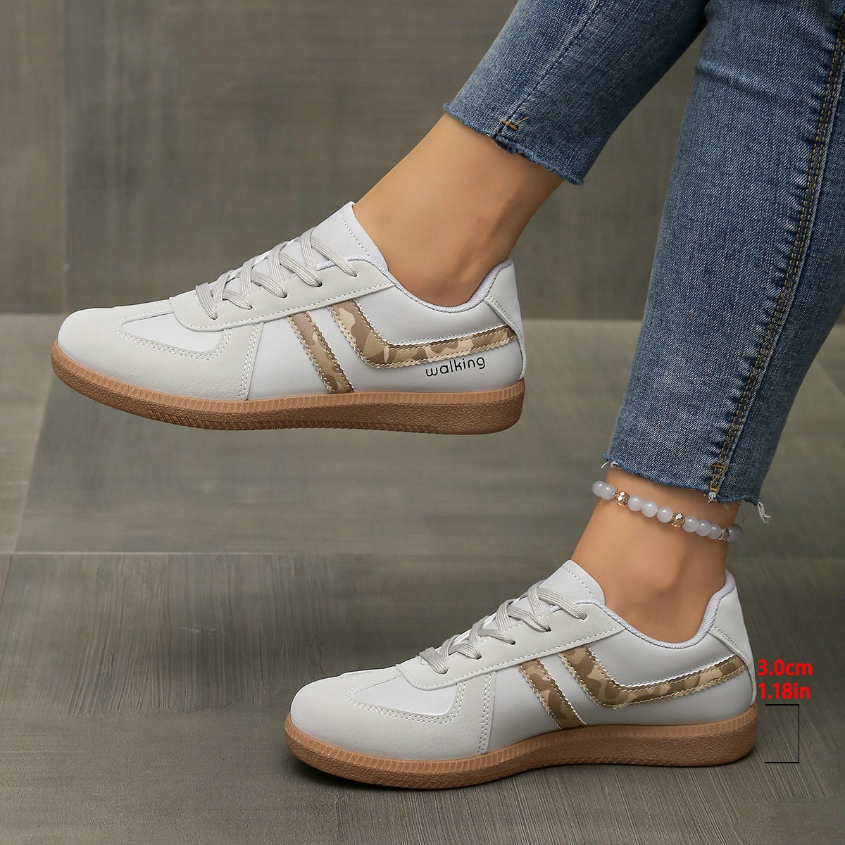 Cross-border ladies plus size training shoes sneaker 2025 new European and American retro color matching flat shoes women wholesale