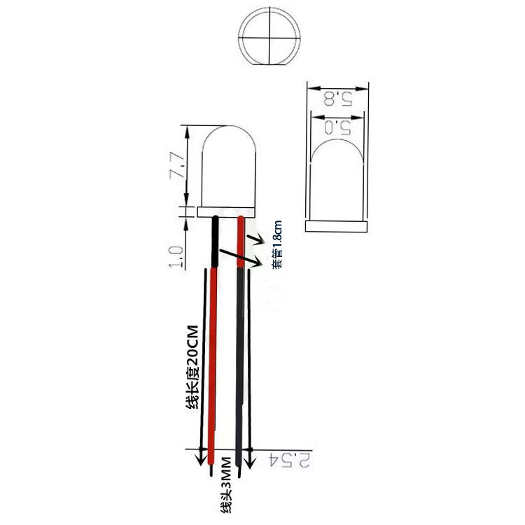 5-12v wire indicator beads 5mm transparent red, yellow, blue, green and orange powder multi-color led wire lamp electrical indicator led