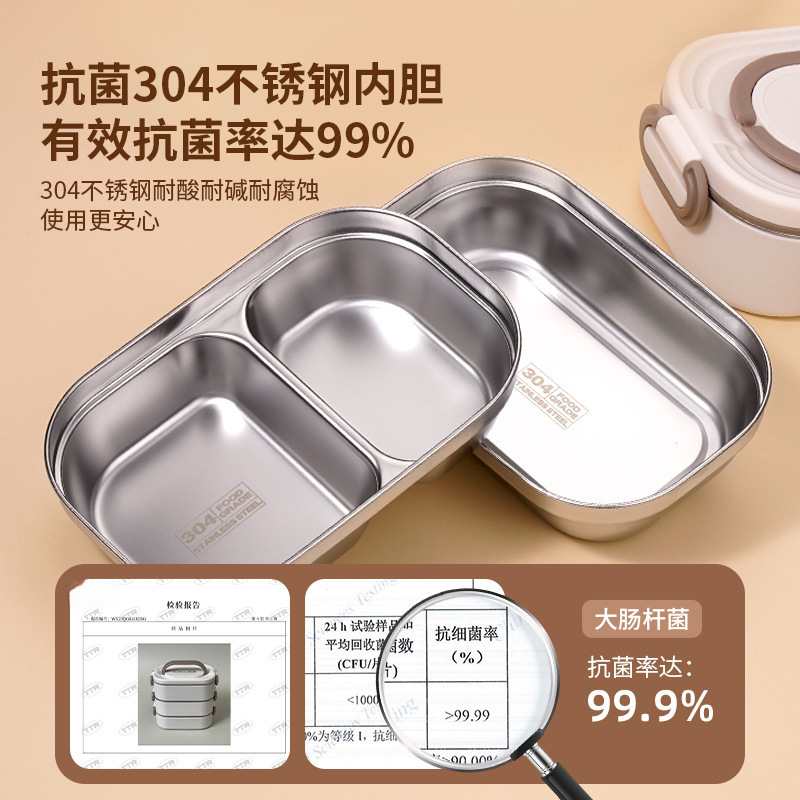 Multi-Layer Insulated Lunch Box for Office Workers and Students, Microwaveable, Large-Capacity Lunch Box with Rice Bucket