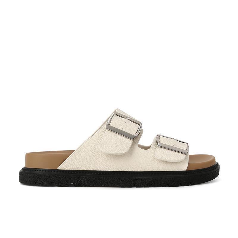 Platform Birkenbone Sandals and Slippers for Women's Outer Wear 2024 Summer New Style Casual Belt Buckle Open Toe Soft Bottom Non-Slip Sliding Slides